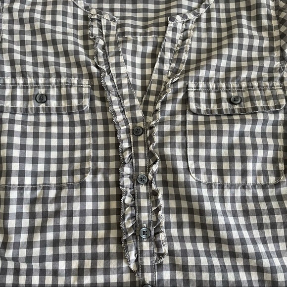 Bass Gray & White Gingham Button Up Top - Picture 4 of 5
